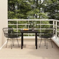 vidaXL 3-tlg. Garten-Essgruppe Schwarz Poly Rattan