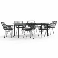 vidaXL 7-tlg. Garten-Essgruppe Schwarz Poly Rattan