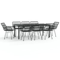 vidaXL 9-tlg. Garten-Essgruppe Schwarz Poly Rattan