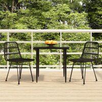 vidaXL 3-tlg. Garten-Essgruppe Schwarz Poly Rattan