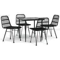 vidaXL 5-tlg. Garten-Essgruppe Schwarz Poly Rattan