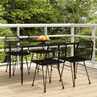vidaXL 5-tlg. Garten-Essgruppe Schwarz Poly Rattan
