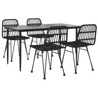 vidaXL 5-tlg. Garten-Essgruppe Schwarz Poly Rattan