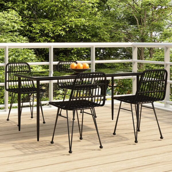 vidaXL 5-tlg. Garten-Essgruppe Schwarz Poly Rattan