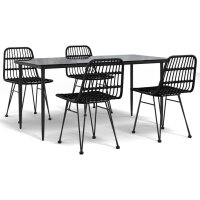 vidaXL 5-tlg. Garten-Essgruppe Schwarz Poly Rattan