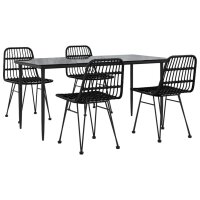 vidaXL 5-tlg. Garten-Essgruppe Schwarz Poly Rattan