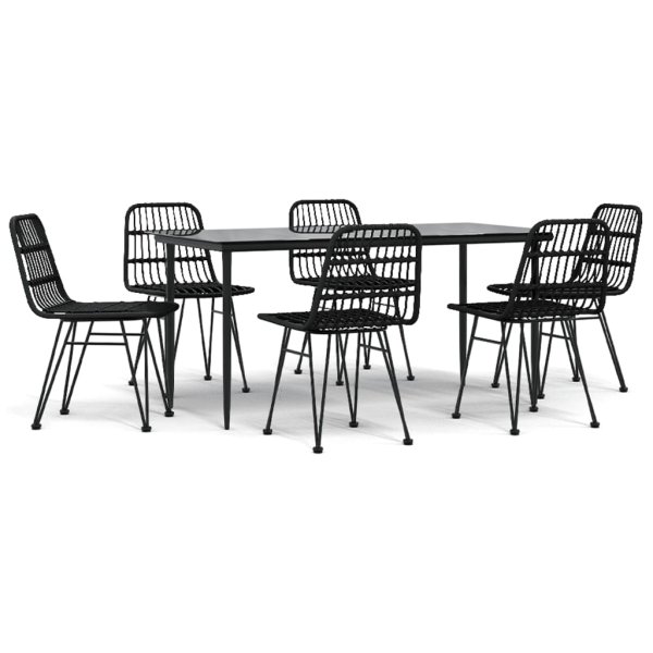 vidaXL 7-tlg. Garten-Essgruppe Schwarz Poly Rattan