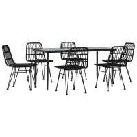 vidaXL 7-tlg. Garten-Essgruppe Schwarz Poly Rattan