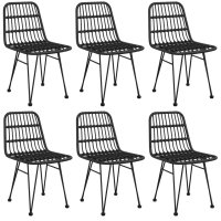 vidaXL 7-tlg. Garten-Essgruppe Schwarz Poly Rattan