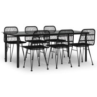 vidaXL 7-tlg. Garten-Essgruppe Schwarz Poly Rattan