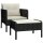 vidaXL 2-tlg. Garten-Lounge-Set mit Kissen Schwarz Poly Rattan