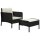 vidaXL 2-tlg. Garten-Lounge-Set mit Kissen Schwarz Poly Rattan