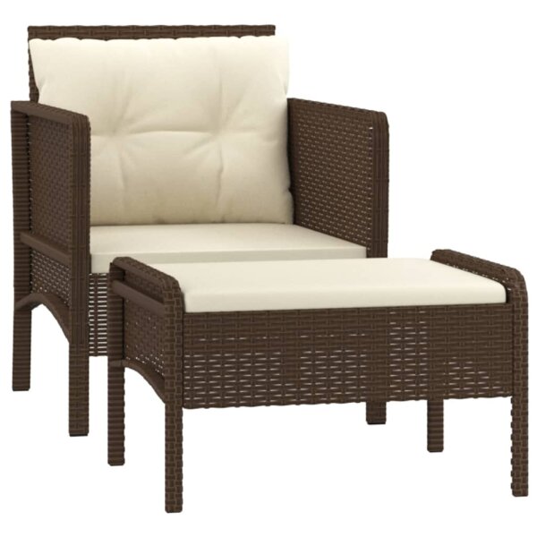 vidaXL 2-tlg. Garten-Lounge-Set mit Kissen Braun Poly Rattan