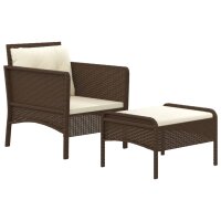 vidaXL 2-tlg. Garten-Lounge-Set mit Kissen Braun Poly Rattan