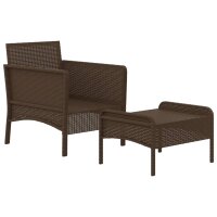 vidaXL 2-tlg. Garten-Lounge-Set mit Kissen Braun Poly Rattan