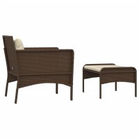 vidaXL 2-tlg. Garten-Lounge-Set mit Kissen Braun Poly Rattan