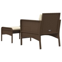 vidaXL 2-tlg. Garten-Lounge-Set mit Kissen Braun Poly Rattan