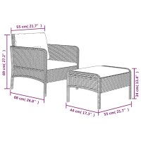 vidaXL 2-tlg. Garten-Lounge-Set mit Kissen Braun Poly Rattan