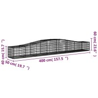 vidaXL Gabione mit Hochbogen 400x50x40/60 cm Verzinktes Eisen