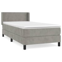 vidaXL Boxspringbett mit Matratze Hellgrau 80x200 cm Samt