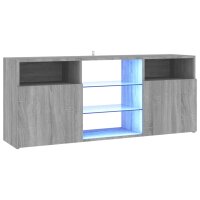 WOWONA TV-Schrank mit LED-Leuchten Grau Sonoma 120x30x50 cm