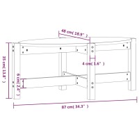 vidaXL Couchtisch Wei&szlig; 87x48x35 cm Massivholz Kiefer