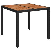 vidaXL Gartentisch mit Holzplatte Schwarz 90x90x75 cm...