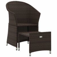 vidaXL 2-tlg. Garten-Lounge-Set mit Kissen Braun Poly Rattan