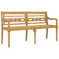 vidaXL Batavia-Bank mit Kissen Grau Karomuster 150 cm Massivholz Teak