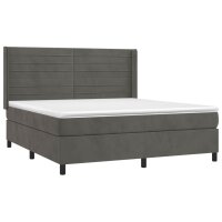 vidaXL Boxspringbett mit Matratze Dunkelgrau 180x200 cm Samt