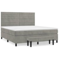 vidaXL Boxspringbett mit Matratze Hellgrau 180x200 cm Samt