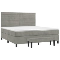 vidaXL Boxspringbett mit Matratze Hellgrau 180x200 cm Samt