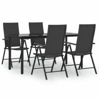 vidaXL 5-tlg. Garten-Essgruppe Schwarz Poly Rattan