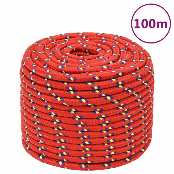 vidaXL Bootsseil Rot 12 mm 100 m Polypropylen