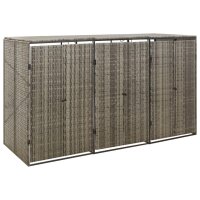 vidaXL Mülltonnenbox für 3 Tonnen Grau 207x80x117 cm Poly Rattan