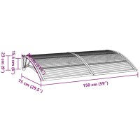 vidaXL T&uuml;rvordach Grau 150x80 cm Polycarbonat