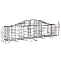 vidaXL Gabione mit Hochbogen 200x30x40/60 cm Verzinktes Eisen