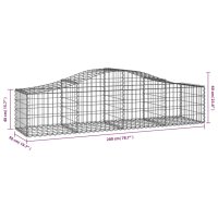 vidaXL Gabione mit Hochbogen 200x50x40/60 cm Verzinktes Eisen