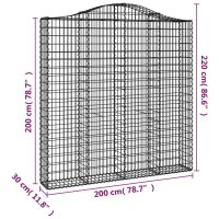 vidaXL Gabione mit Hochbogen 200x30x200/220 cm Verzinktes Eisen