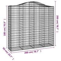 vidaXL Gabione mit Hochbogen 200x50x180/200 cm Verzinktes Eisen