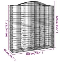 vidaXL Gabione mit Hochbogen 200x50x200/220 cm Verzinktes Eisen