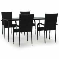 vidaXL 5-tlg. Garten-Essgruppe Schwarz Poly Rattan