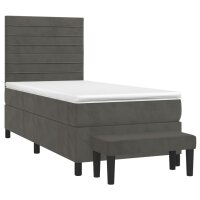 vidaXL Boxspringbett mit Matratze Dunkelgrau 90x200 cm Samt