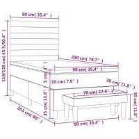 vidaXL Boxspringbett mit Matratze Dunkelgrau 90x200 cm Samt