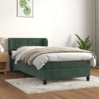 vidaXL Boxspringbett mit Matratze Dunkelgr&uuml;n 90x190 cm Samt