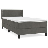 vidaXL Boxspringbett mit Matratze Dunkelgrau 100x200 cm Samt