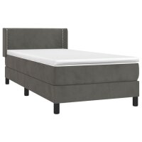 vidaXL Boxspringbett mit Matratze Dunkelgrau 100x200 cm Samt