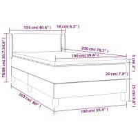 vidaXL Boxspringbett mit Matratze Dunkelgrau 100x200 cm Samt