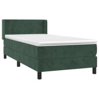 vidaXL Boxspringbett mit Matratze Dunkelgr&uuml;n 90x190 cm Samt