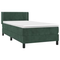 vidaXL Boxspringbett mit Matratze Dunkelgr&uuml;n 90x190 cm Samt